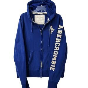 Abercrombie & Fitch Men's Royal Blue Full-Zip Hoodie